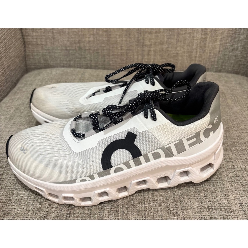 On Cloudmonster Womens Running Shoes White Frost/ Gray Size 8